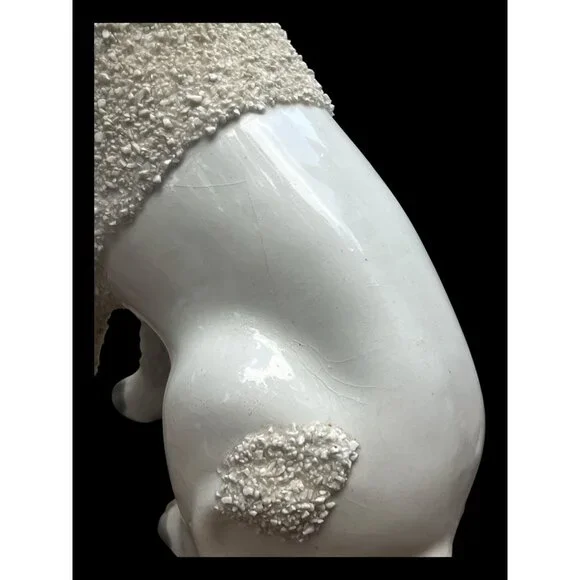 Pair Of Vintage Antique English  Staffordshire Poodle Dog Figurines 7 in - Picture 7 of 12